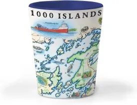 1000 Islands Map Shot Glass  1.5 oz Ceramic BPA-Free, Durable Gift for Home, Office, Bar, or Souvenir