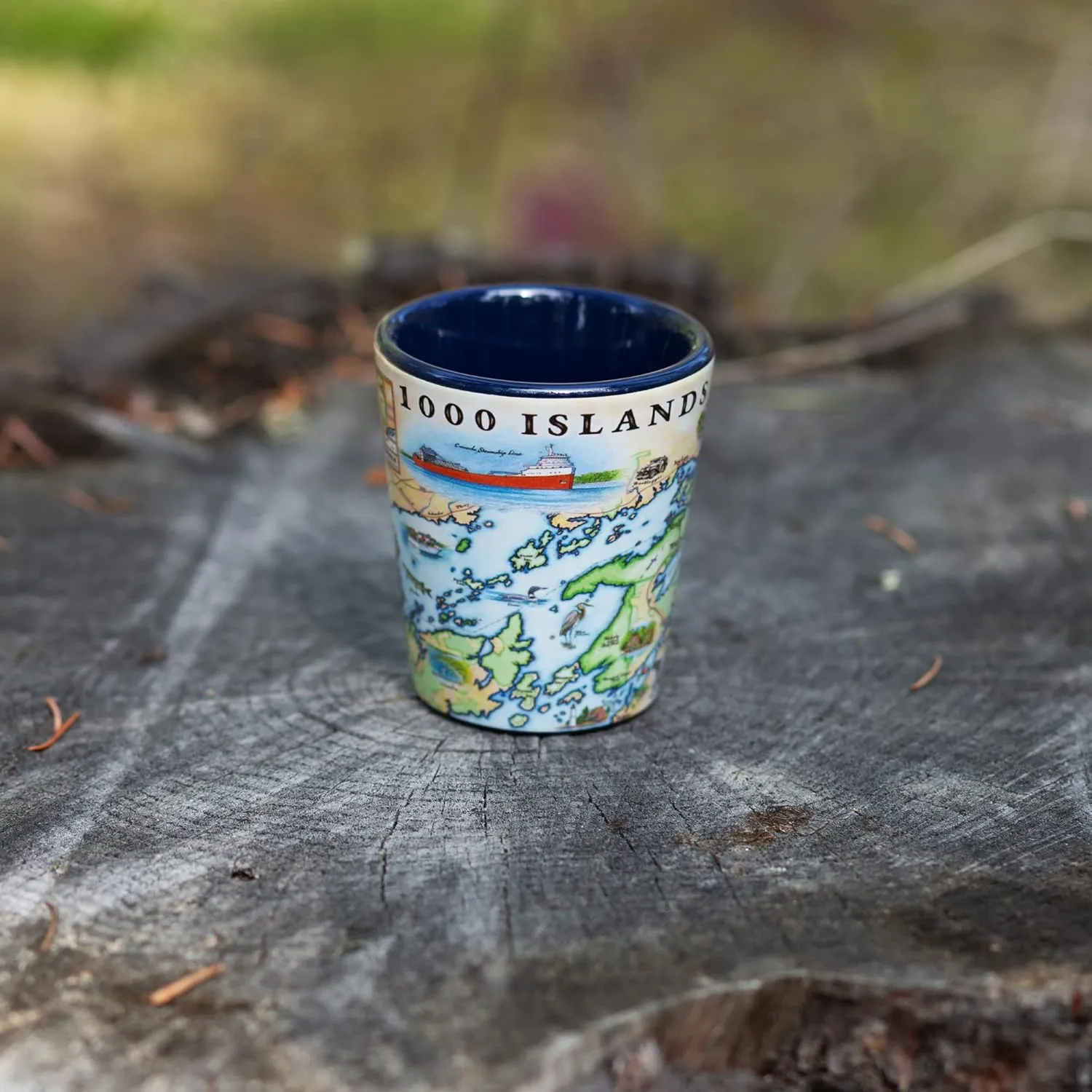1000 Islands Map Shot Glass  1.5 oz Ceramic BPA-Free, Durable Gift for Home, Office, Bar, or Souvenir