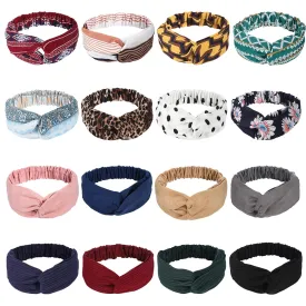 16 Pcs Hairbands for Women, Boho Headbands, Vintage Head Bands, Floral Twisted Criss Cross Elastic Head Wrap Hair Accessories