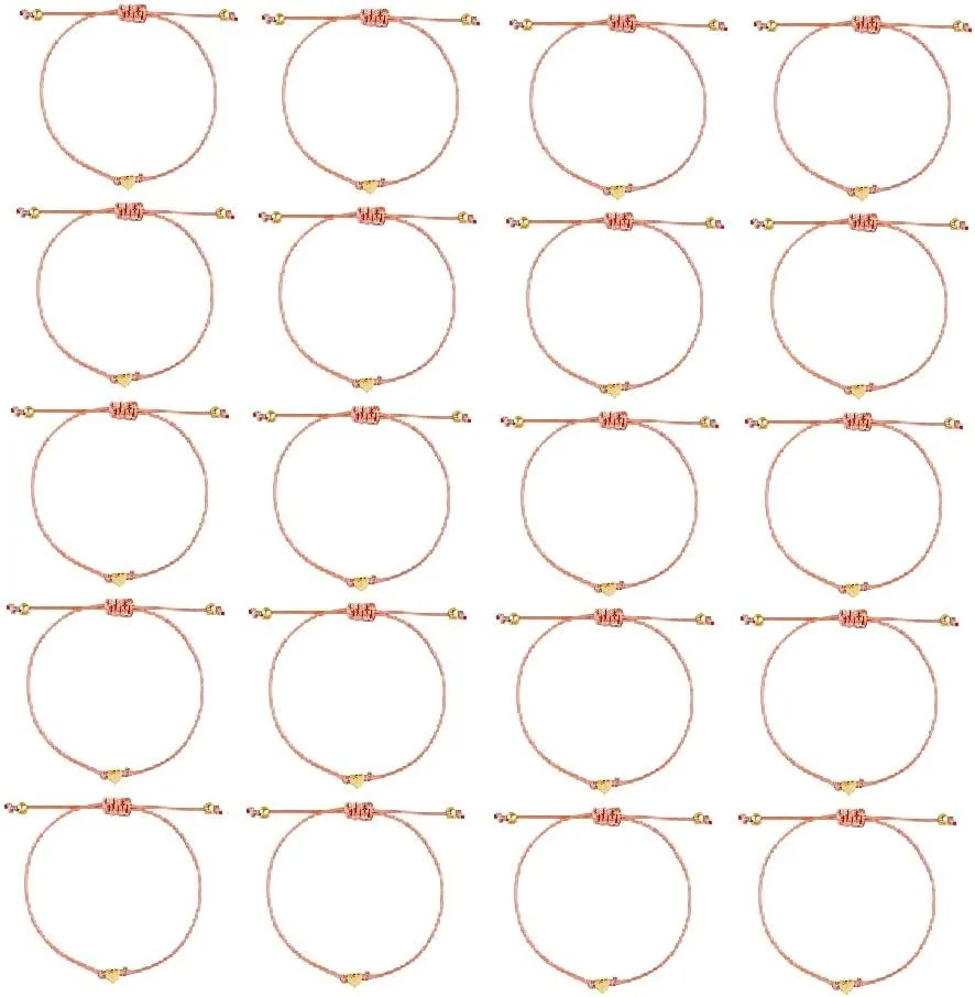 20 Pcs Women Men Simple Heart Bracelet Adjustable Rope String Lucky Gift Bracelet For Birthday Holiday Anniversary