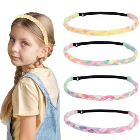 4Pcs Braided Headbands for Women Elastic Headbands Adjustable Headband Cute Headbands for Women Thin Headbands for Women Fashion Headbands Girls Stocking Stuffers Skinny Headbands for Women