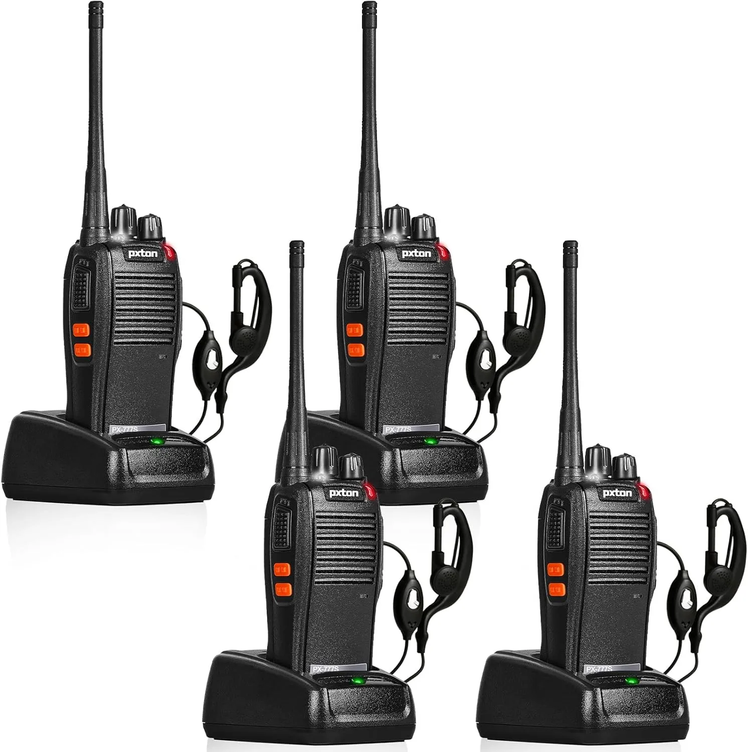 777S walkie talkies Long Range for Adults Rechargeable with Earpieces and Li-ion Battery,Two Way radios has VOX/TOT/Emergency Alarm/Battery Low Alert/Flashlight/Scan Function4 Pack
