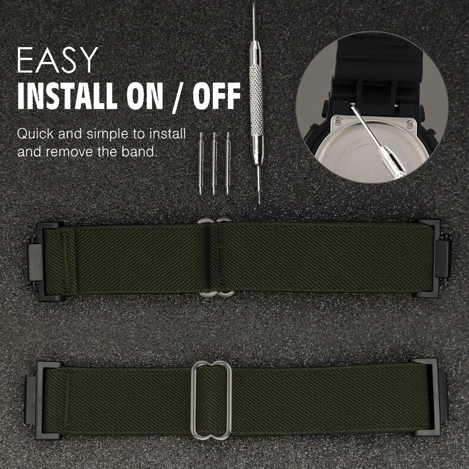 Abanen Elastic Nylon Watch Bands for Casio gshock DW-5600/8900, Stretchy Strap with with Lightweight Plastic Connector for Casio GA-100/GW-B5600/GB-5600 /GW-6900