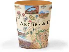 Arches and Canyonlands National Park Map Shot Glass  1.5 oz Ceramic BPA-Free, Durable Gift for Home, Office, Bar, or Souvenir