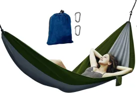 Avalanche Hammock Portable Single or Double Parachute Lightweight Strong Enforced Nylon Includes 2 Carabiners (Green, Single Person)