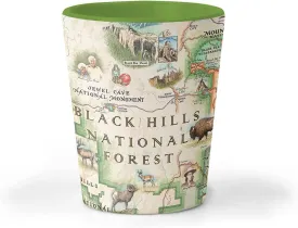 Black Hills National Forest Map Shot Glass  1.5 oz Ceramic  Featuring Mount Rushmore & Devils Tower  BPA-Free, Durable Gift for Home, Office, Bar, or Souvenir