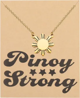 bobauna Philippine Sun Jewelry With Message card Filipina Philippine Flag Necklace Philippine Star Merchandiase