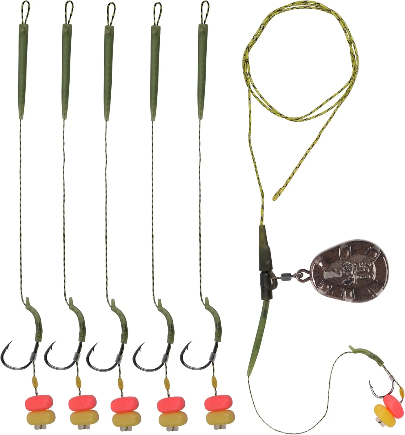 Carp Fishing Hair Rigs Carp Fishing Accessories Set Carp Sinker Weights Carp Rig Set Up Carp Hooks Corn Bait Leader Rigs for Carp Bass Catfish Carp Tackle Rigs