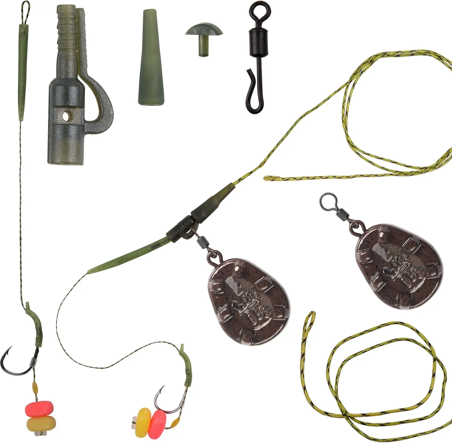 Carp Fishing Hair Rigs Carp Fishing Accessories Set Carp Sinker Weights Carp Rig Set Up Carp Hooks Corn Bait Leader Rigs for Carp Bass Catfish Carp Tackle Rigs