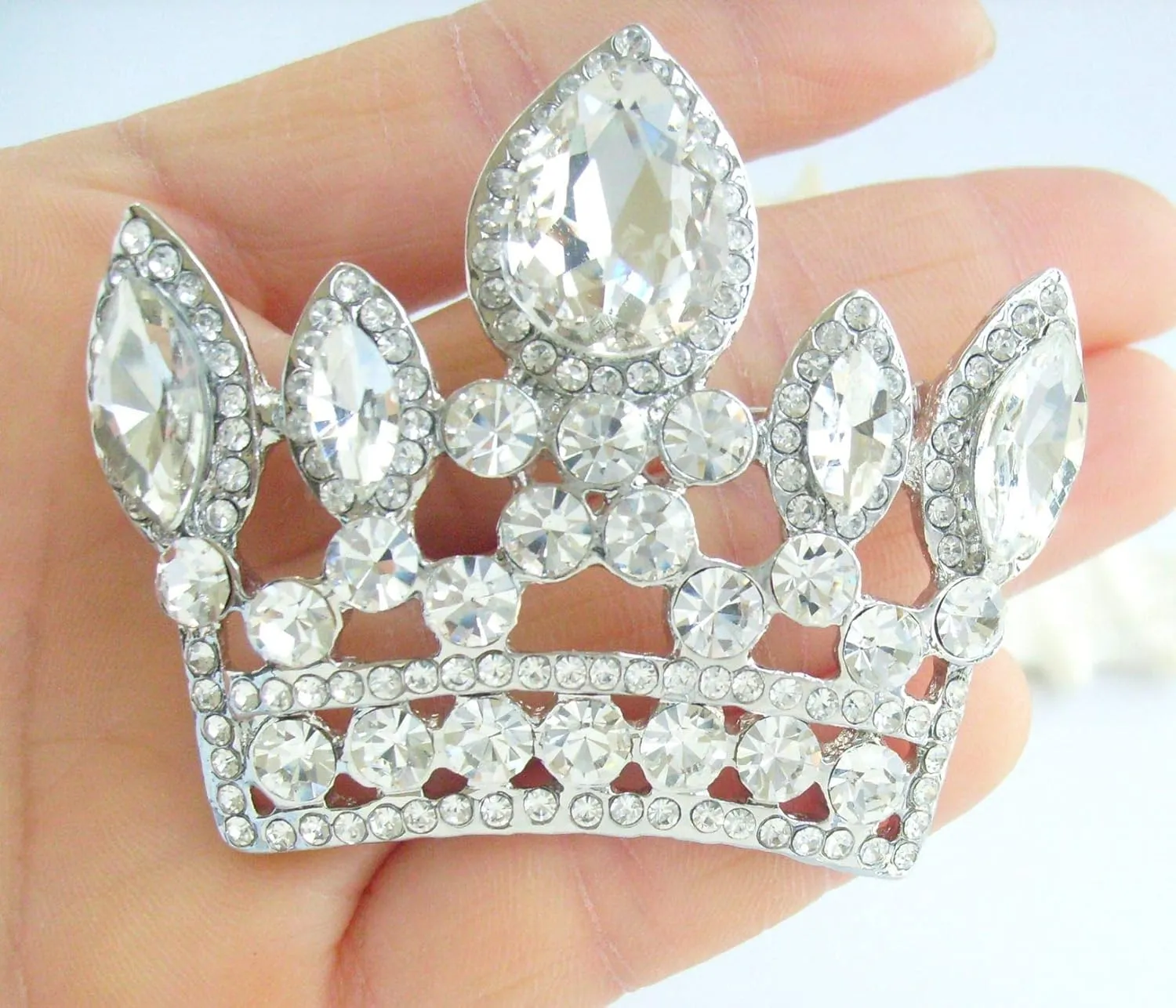 Classic 2.56" Crown Brooch Pin Pendant Austrian Crystal BZ5050