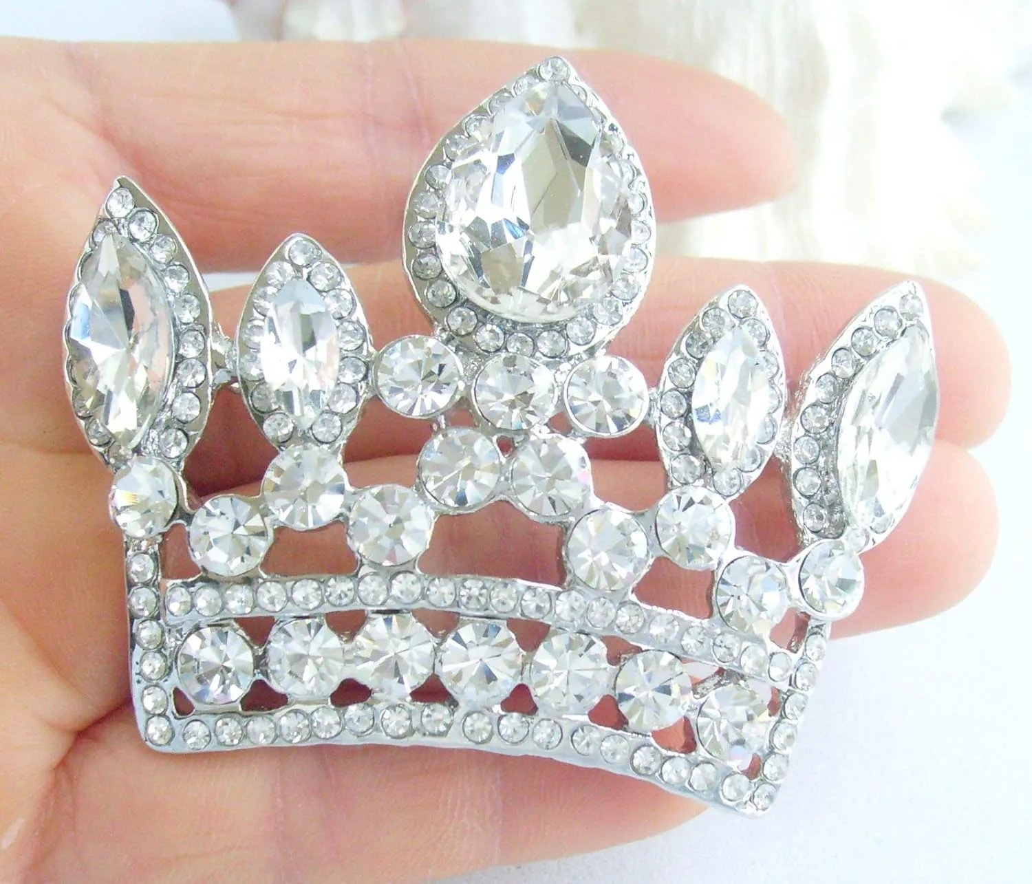 Classic 2.56" Crown Brooch Pin Pendant Austrian Crystal BZ5050