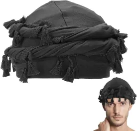 Cotton Durag Satin Lined Halo Turban Wraps, Unique Design Turban for Men & Women, Tassel Beanie for Causal Life