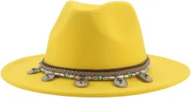 Dcvmvmn Men Women Fedoras Hat Belt Band Solid Felted Jazz Caps Casual Felted Hats Winter Hat