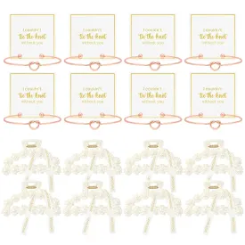 DEEKA 16 Pcs Bridesmaid Proposal Gifts, Pearl Hair Claw Clips & Bridesmaid Knot Bracelet Bachelorette Party Wedding Favors Bridal Party Present Hair Accessories for Women(Rose Gold Bracelets)