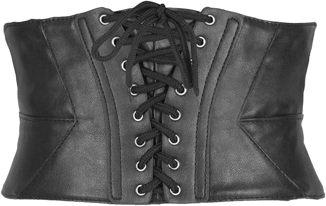 Elastic Corset Cinch Belt Wide Waist Laceup Cinch Belt Tied with Press Stud Botton