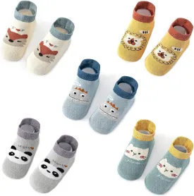 Exegawe Baby Socks with Grippers 5 Pairs Toddler Kids Cartoon Floor Ankle Non Slip Socks