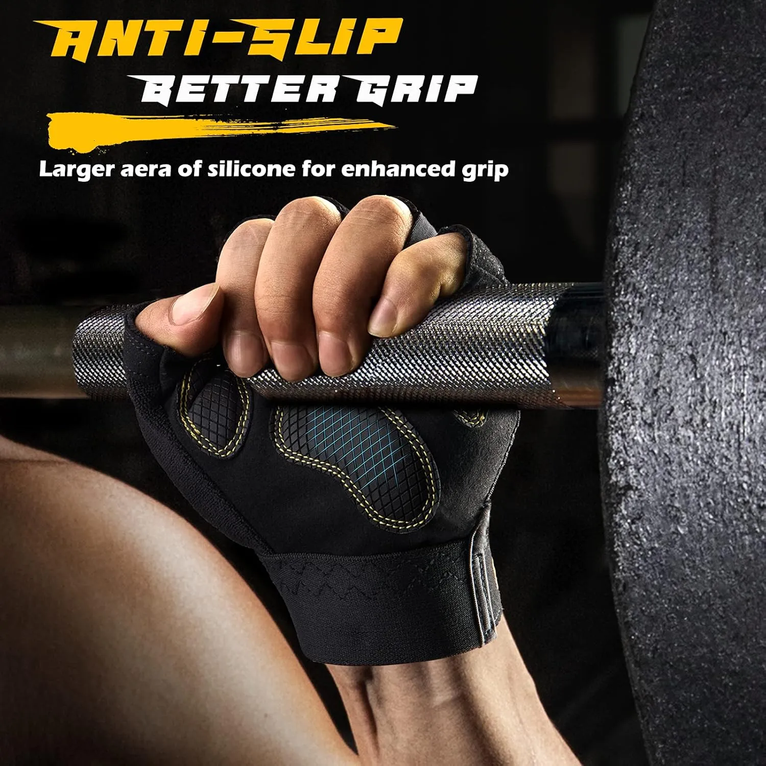 FREETOO Workout Gloves for Men, Weight Lifting Gloves with Full Palm Protection, Ultra Ventilated, Cushion Pads and Silicone Grip