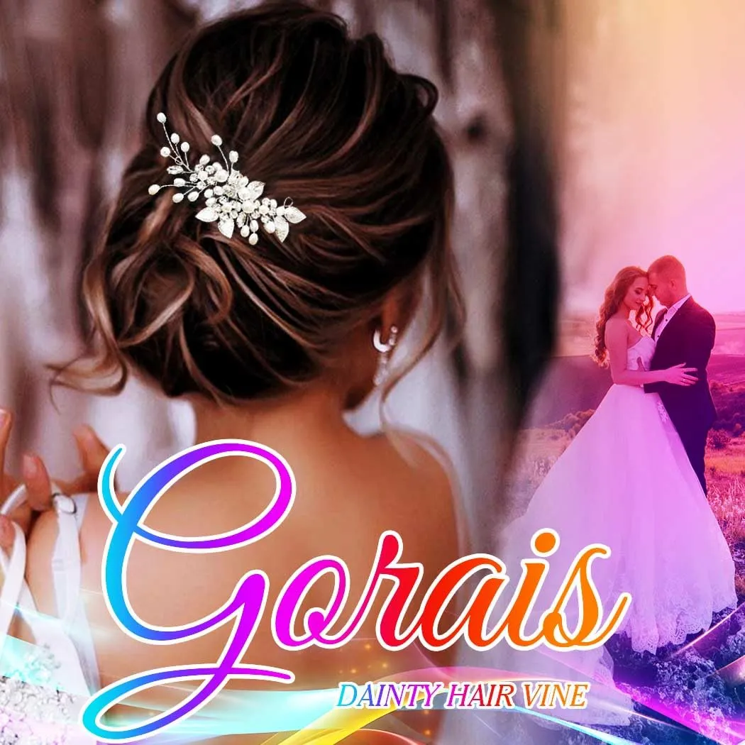 Gorais Bride Wedding Hair Vine Pearl Bridal Headpieces Leaf Hair Accessories for Women and Girls