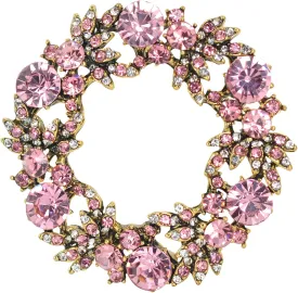 Gyn&Joy Womens Crystal Rhinestone Flower Wreath Wedding Holiday Fashion Jewelry Brooch Pin