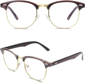 Happy Store CN56 Vintage Inspired Classic Horn Rimmed Nerd UV400 Clear Lens Glasses