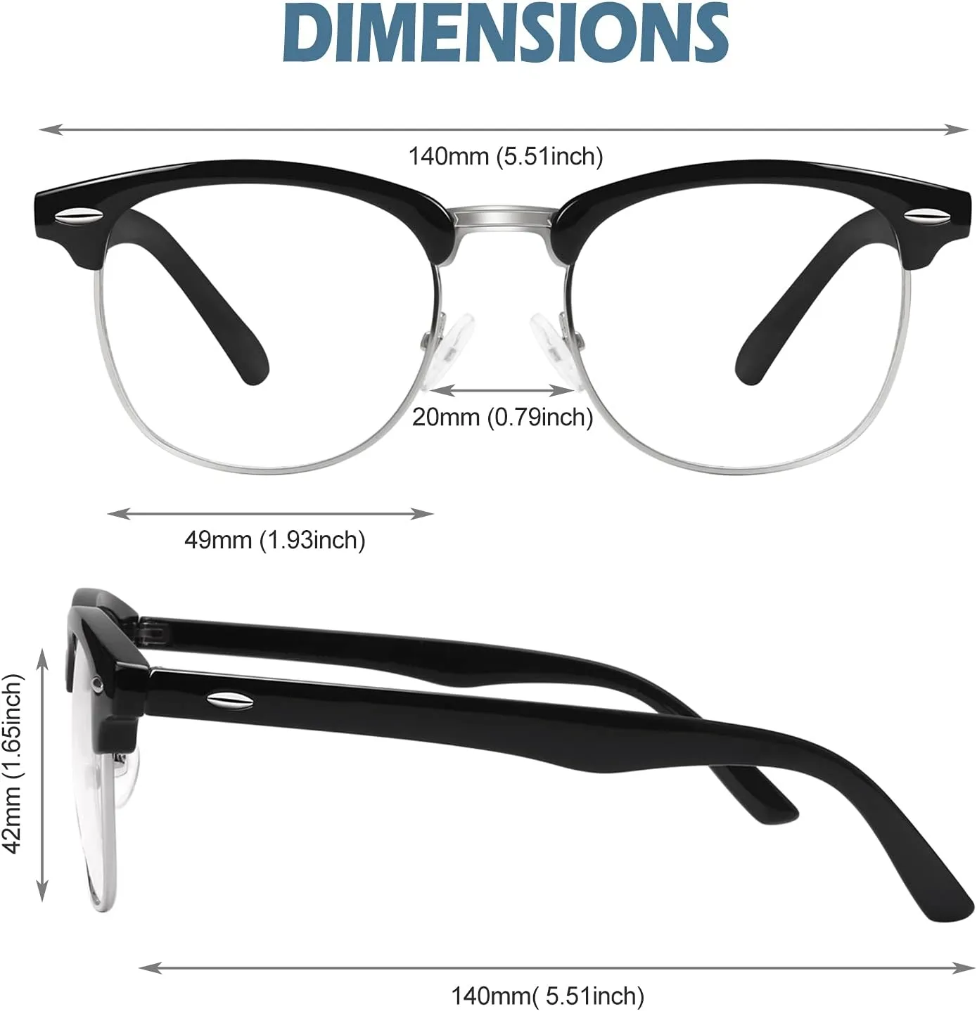 Happy Store CN56 Vintage Inspired Classic Horn Rimmed Nerd UV400 Clear Lens Glasses