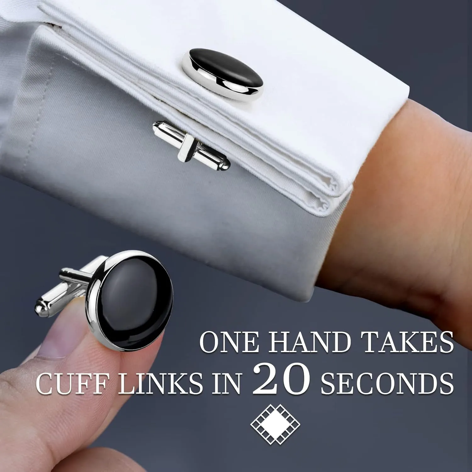 HAWSON Mens Cufflinks and Tuxedo Studs Set with Gift Box; Mens Jewelry or Accessories Suitable for Black Suit White Shirts Vest and Red Bow tie on Wedding or Anniversary and Birthday