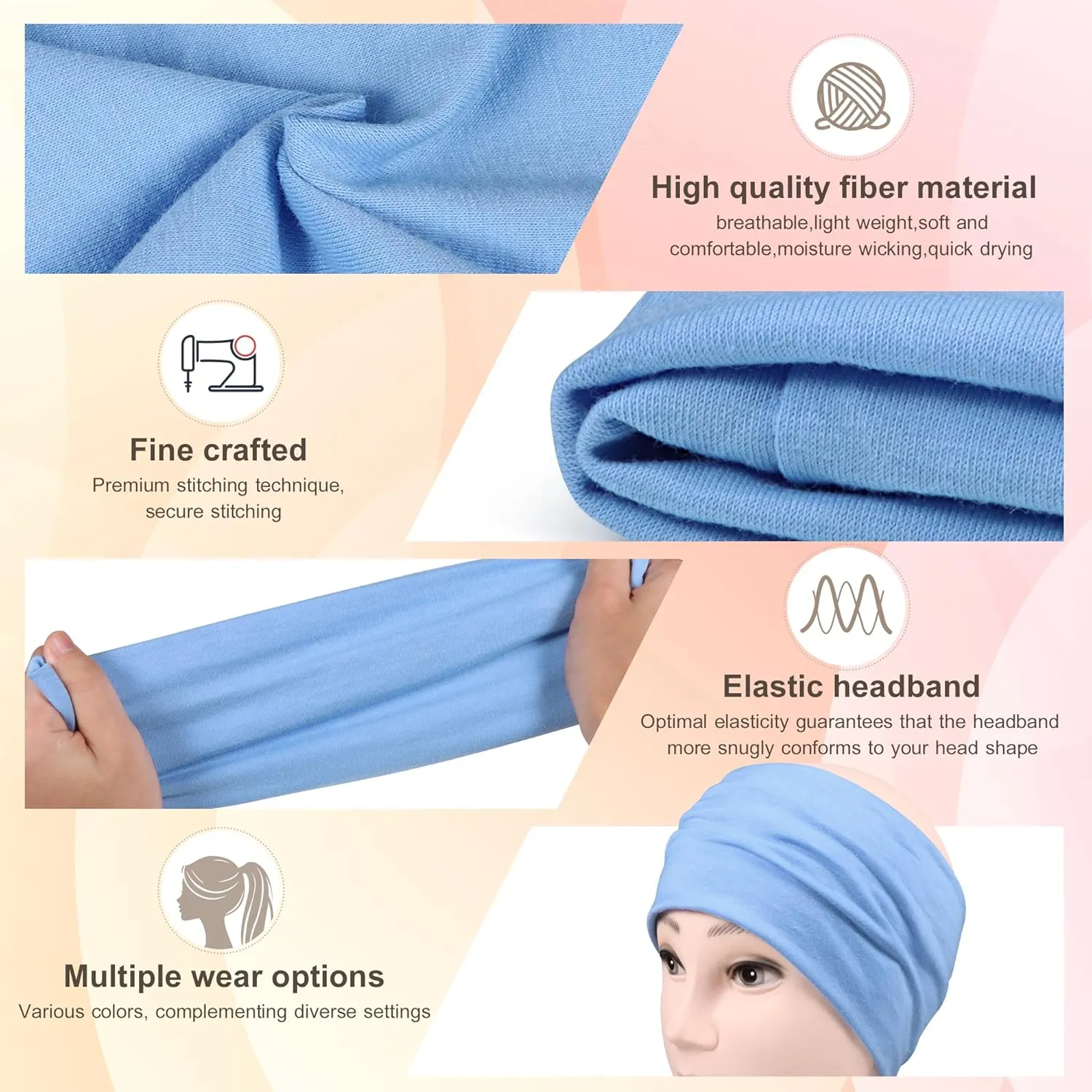 Headbands for Women Wide Hair Bands Workout Headbands for Women Cloth Womens Headband Set Head Bands for Women's Hair - 7 Pack