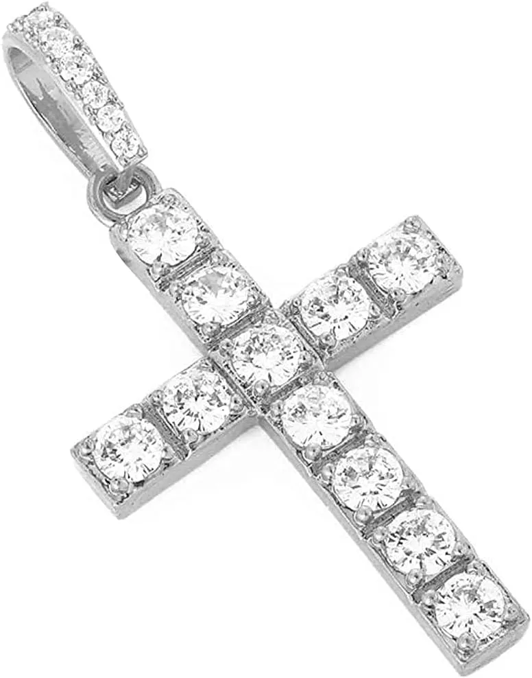 Iced Out Cross, Bull, Money Bag, 23 & More Pendants on Tennis Chain for Men or Women - Bling'ed Out Hip Hop Jewelry on Blast! - Gold or Silver & Size Your Choice - TN001