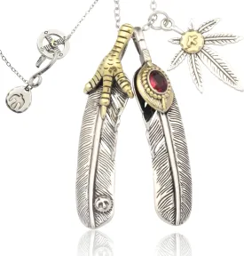 Innocence 925 Silver Plated Vintage Feather Pendant Necklace For Men Women Native Americans Western Eagle Feather Jewelry Gifts