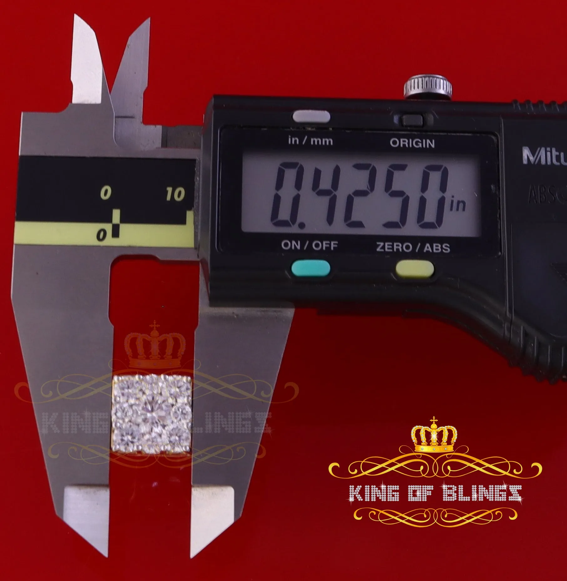 King of Bling's Yellow 2.28ct Cubic Zirconia 925 Sterling Silver Hip Hop Square Ladies Earrings