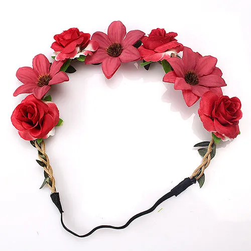 M MISM Women Charm Flower Tiara Wedding Floral Headband Hair Accessories Bridal Garland Princess Wreath Girls Crown Headdress