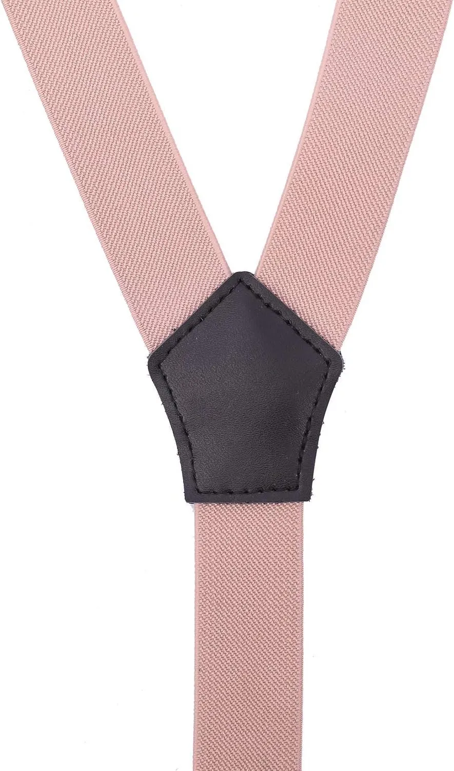 Men's Boys' Suspenders and Bow Tie Set Adjustable with Black Metal Clips