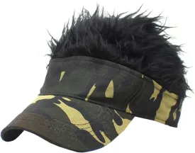 Novelty Sun Visor Cap Wig Peaked Adjustable Baseball Hat with Spiked Hair