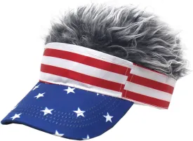 Novelty Sun Visor Cap Wig Peaked Adjustable Baseball Hat with Spiked Hair