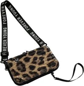 PVC Hard Shell Travel Multi-Function Luggage,Women's Portable Toiletry And Makeup Bag, Alphabet Strap Storage Crossbody Bag (Brown)