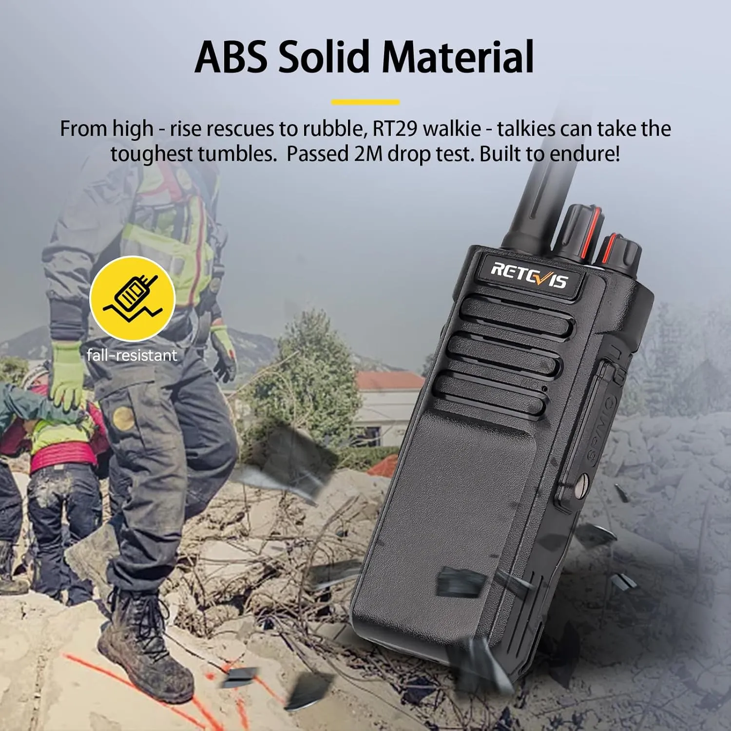 Retevis RT29 Long Range 2 Way Radio with Mic, 15in Antenna,Heavy Duty Professional Walkie Talkies,IP67 Waterproof Two Way Radio,700,000 sq. ft/50 Floor Range,3200mAh,for Construction Logistics(4Pack)