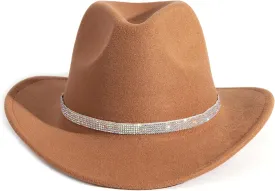 Rhinestone Cowgirl Cowboy Hat Shiny Wide Brim Hat for Party