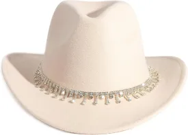 Rhinestone Cowgirl Cowboy Hat Shiny Wide Brim Hat for Party