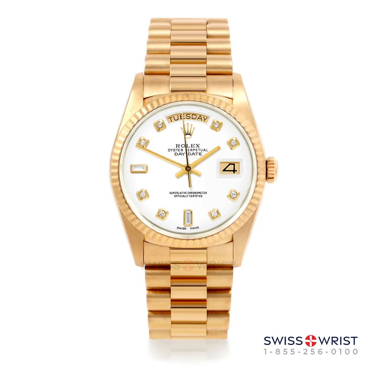 Rolex Day-Date 36mm | 18038-WHT-DIA-AM-FLT-PRS