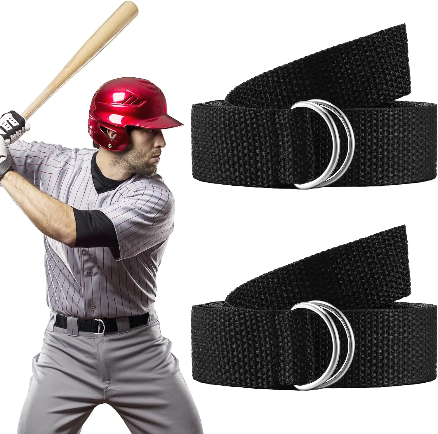 Seematn Web Football Belt 52 Inches Football Pants Belt D Ring Belts for Men Women Youth Boys Kids Girls
