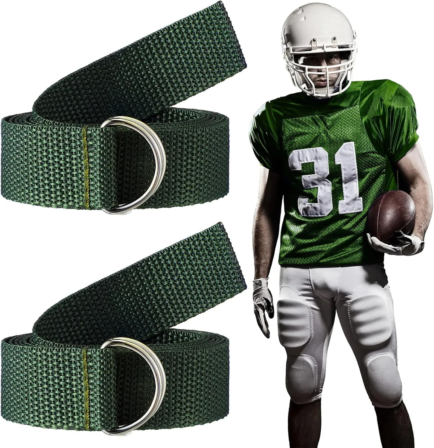 Seematn Web Football Belt 52 Inches Football Pants Belt D Ring Belts for Men Women Youth Boys Kids Girls