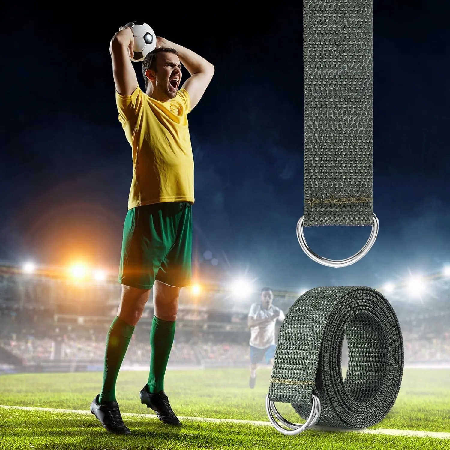 Seematn Web Football Belt 52 Inches Football Pants Belt D Ring Belts for Men Women Youth Boys Kids Girls