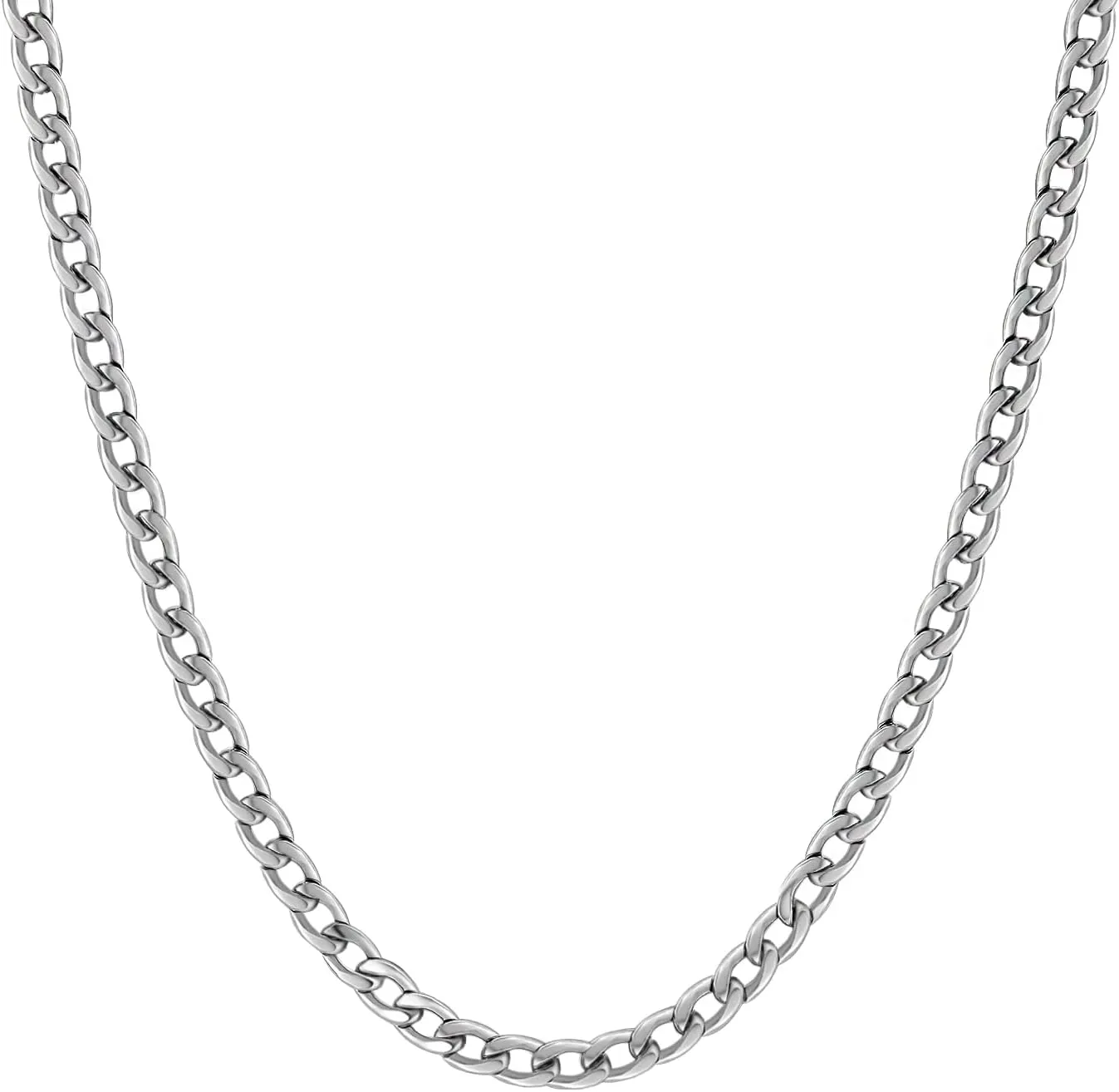 Silver Chain for Men Stainless Steel Men's Necklaces Chain Cool Diamond Cut Cuban Link Chain for Men Hip-Hop Jewelry 4mm/6mm 17/18/20/22/24/26 Inches