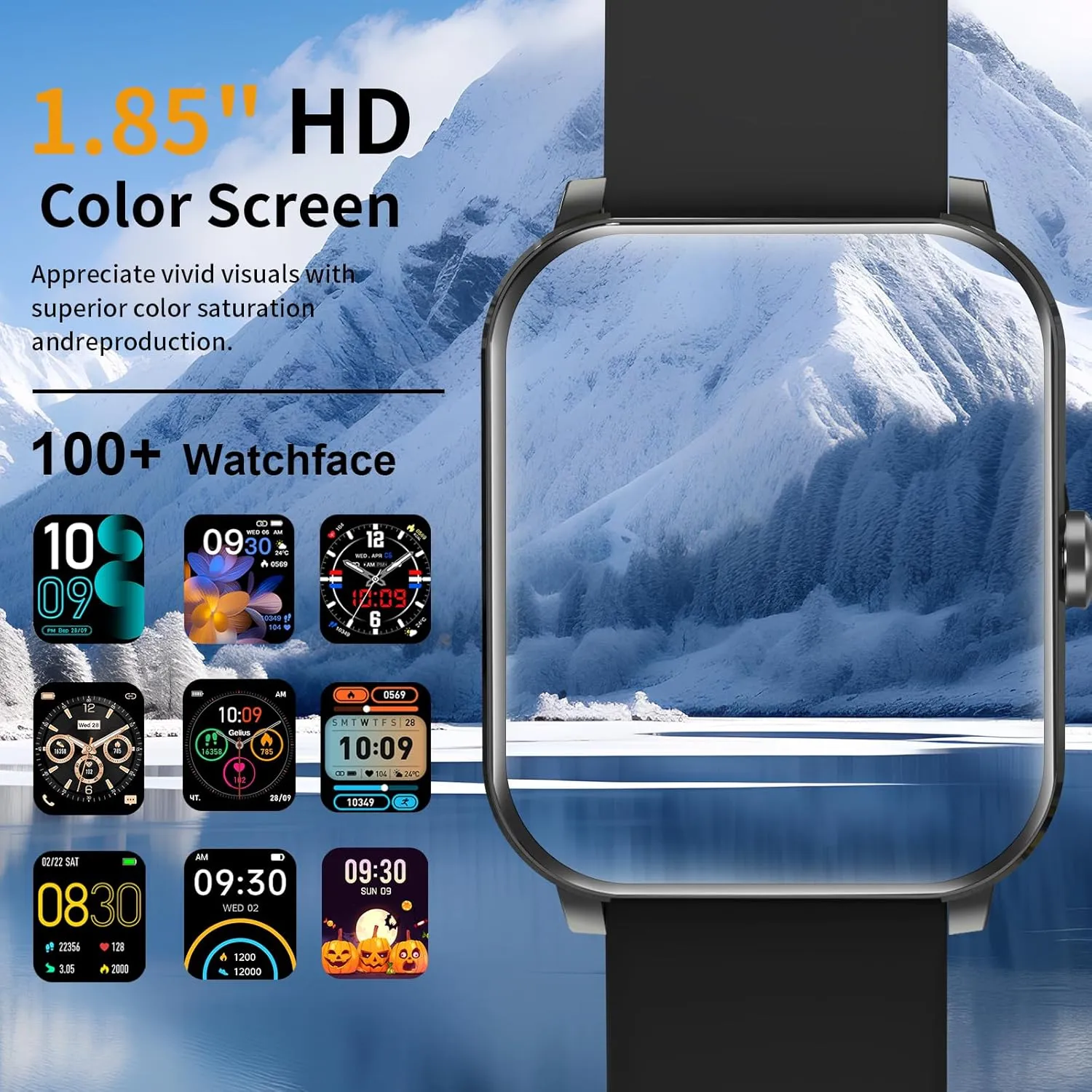 Smart Watch, Smartwatches for Men Women, 1.85" HD Fitness Tracker (Answer/Make Calls), 120  Sport Modes, Heart Rate/Sleep Monitor, IP68 Waterproof Fitness Watch, Smartwatch for Android iOS