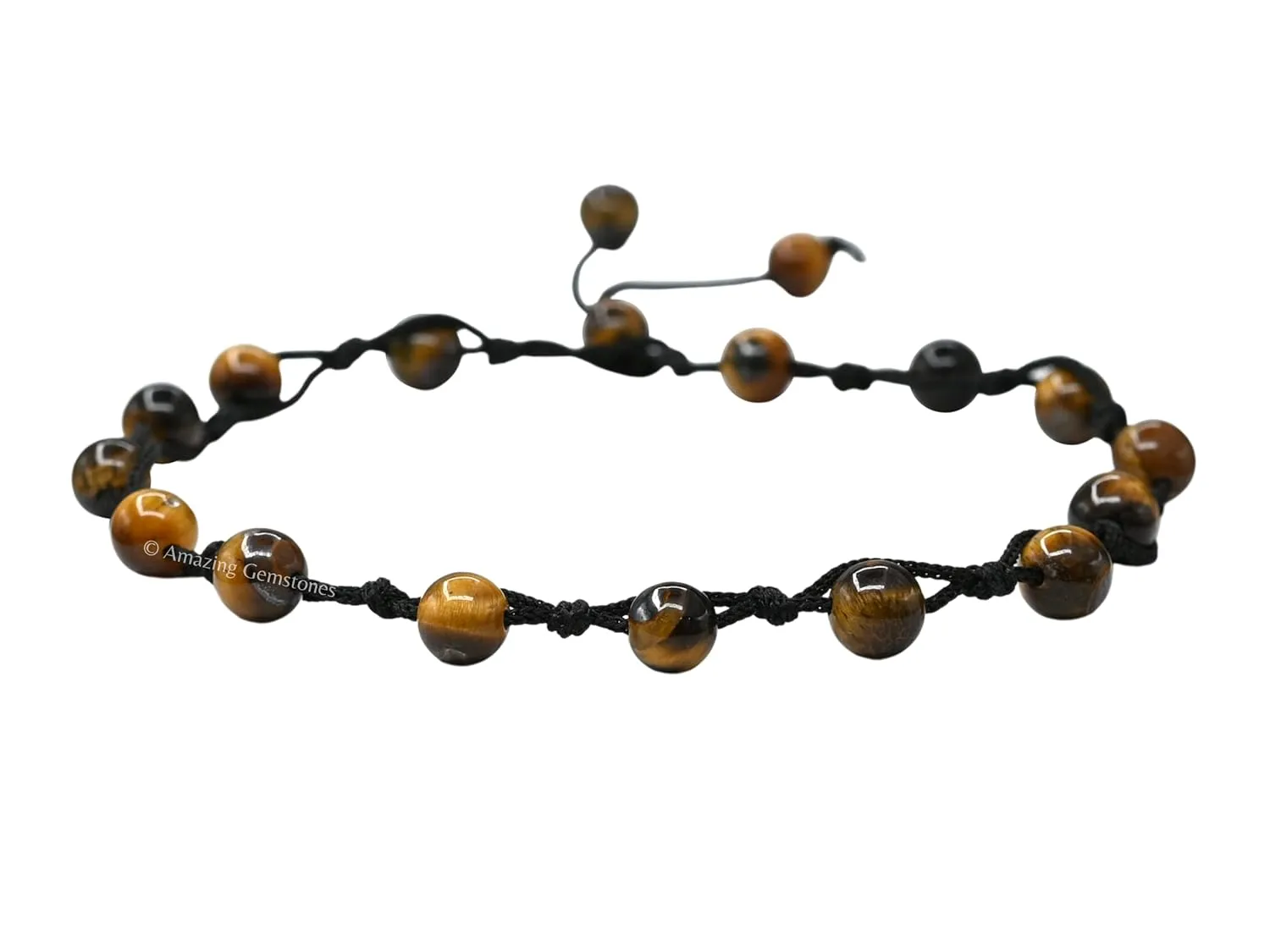 Tigers Eye Anklet Ankle Bracelets for Women - Waterproof Beaded Healing Crystal Anklets, Plus Size Chakra Gemstone Bead Anklet (Stretchy Adjustable - Hand Knotted)