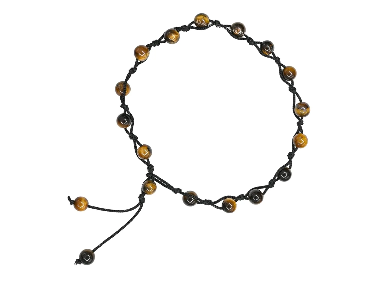 Tigers Eye Anklet Ankle Bracelets for Women - Waterproof Beaded Healing Crystal Anklets, Plus Size Chakra Gemstone Bead Anklet (Stretchy Adjustable - Hand Knotted)