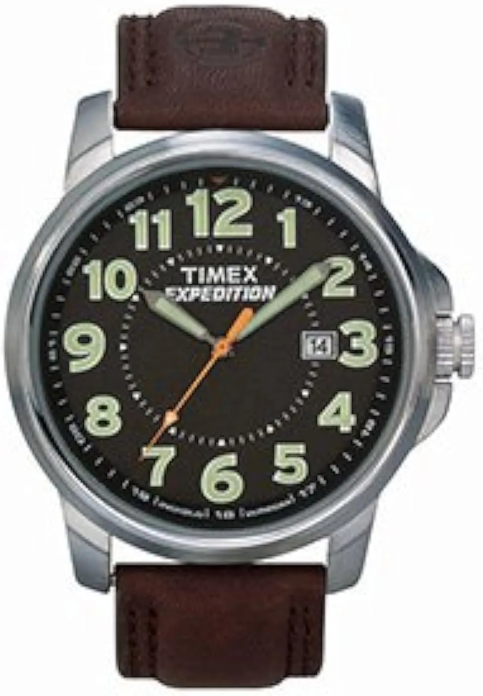 Timex Expedition Metal Field 39mm Mens Analog Watch | Brown Natural Leather Strap | INDIGLO Backlight and Luminous Hands | 24 Hour Time | Quick Date Function | Rugged Outdoor Watch | 50M Water Resistance
