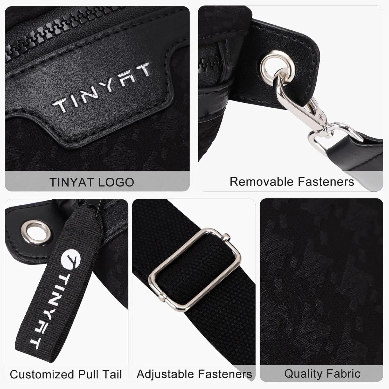 TINYAT Crossbody Fanny Pack for Women Trendy Crossbody Sling Bag with Adjustable Wide Strap Belt Bag Chest Purse for Travel