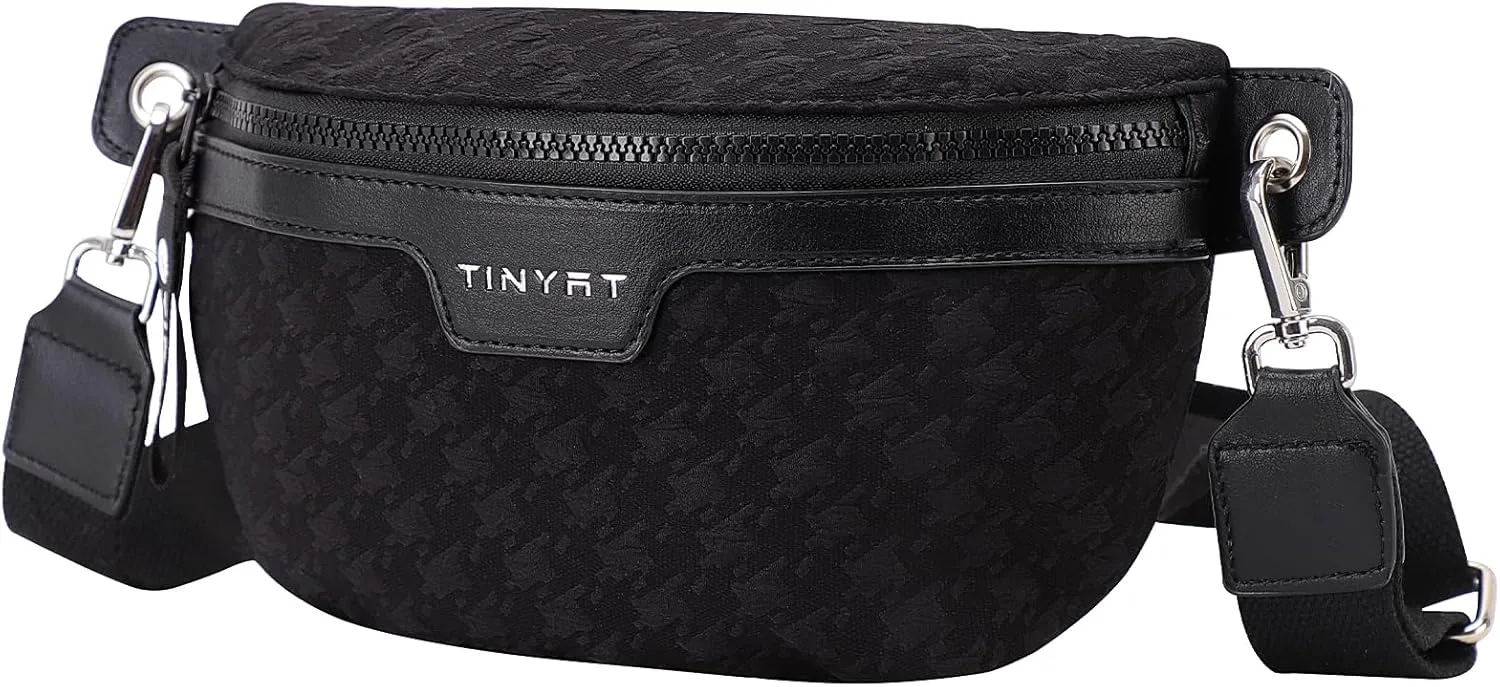 TINYAT Crossbody Fanny Pack for Women Trendy Crossbody Sling Bag with Adjustable Wide Strap Belt Bag Chest Purse for Travel