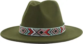 Women Fedoras Accessories Colorful Beads Wide Edge Jazz Hat Men Panama Hat Sombrero 16 M55-58cm